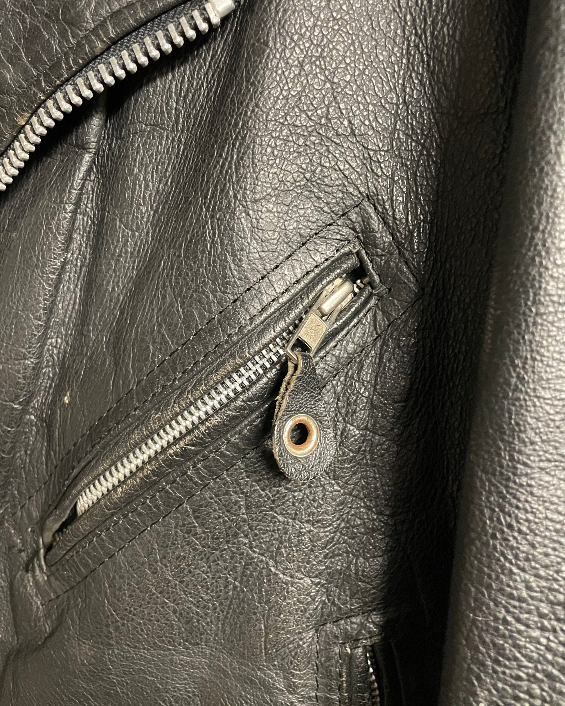 VINTAGE LEATHER BIKER JACKET - XL