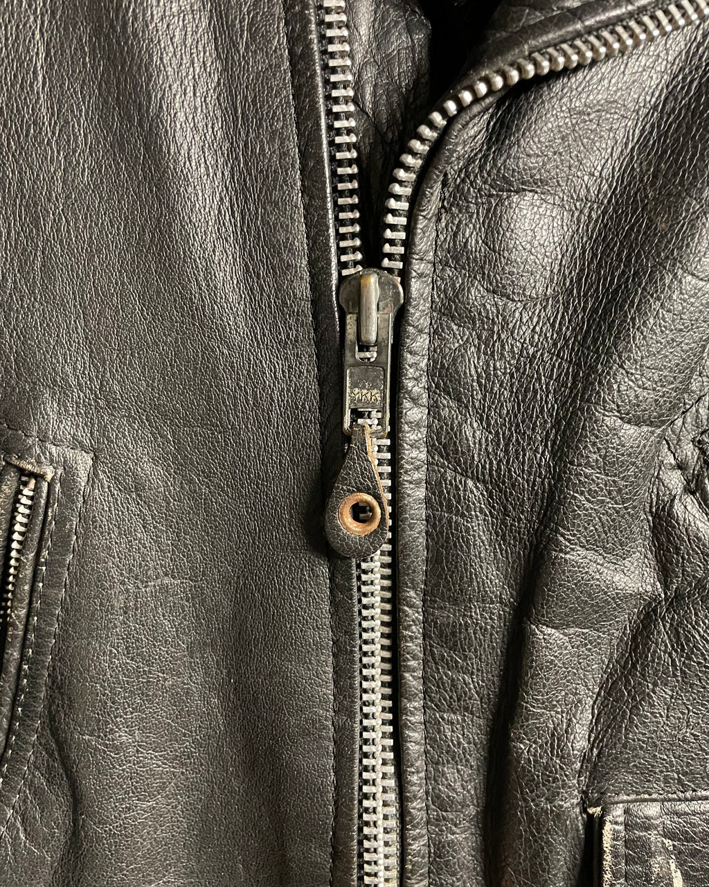 VINTAGE LEATHER BIKER JACKET - XL