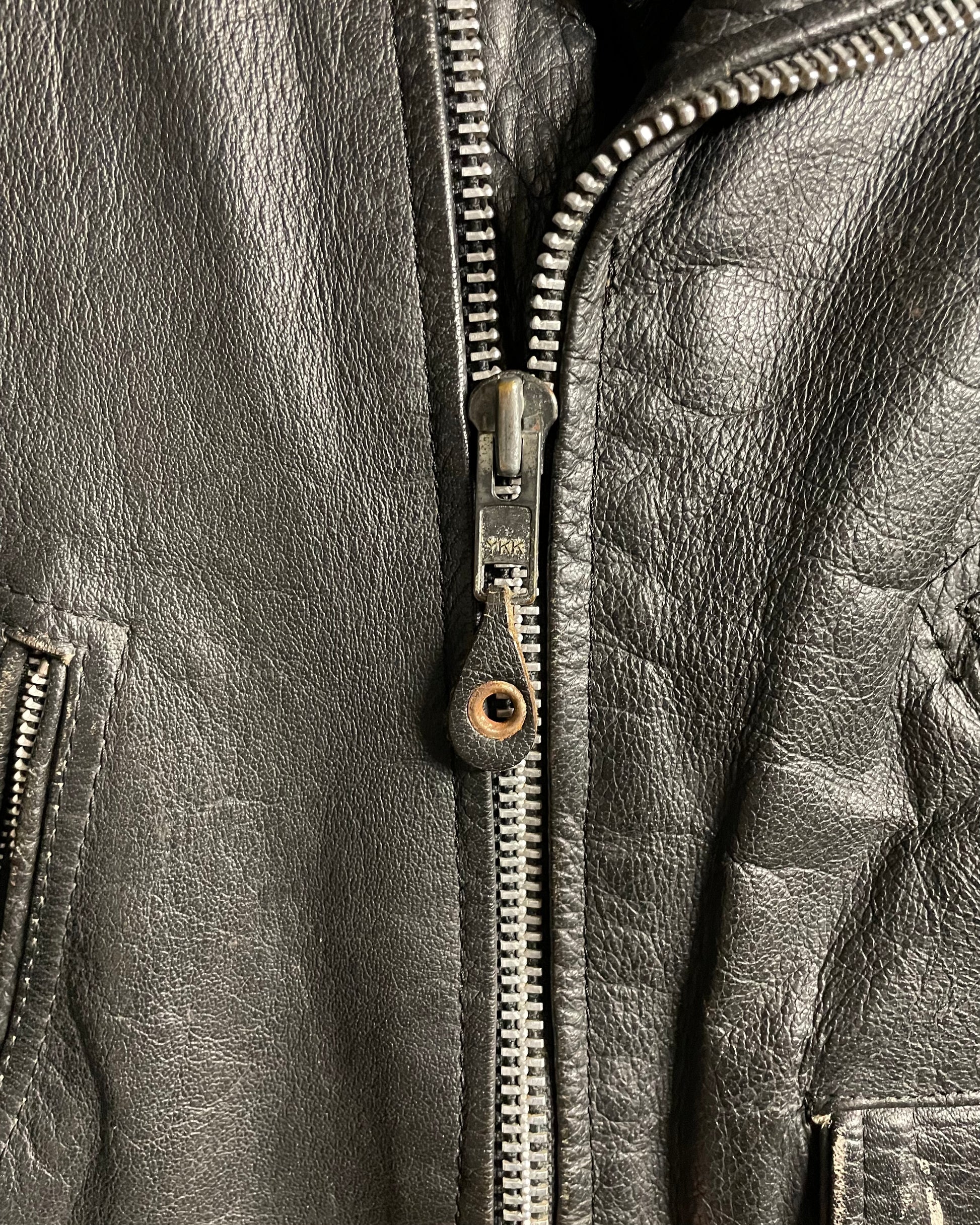 VINTAGE LEATHER BIKER JACKET - XL