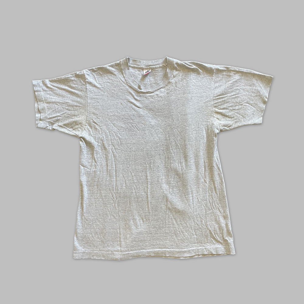 90s Single Stitch Fruit of the Loom Grey Tee - Sz M