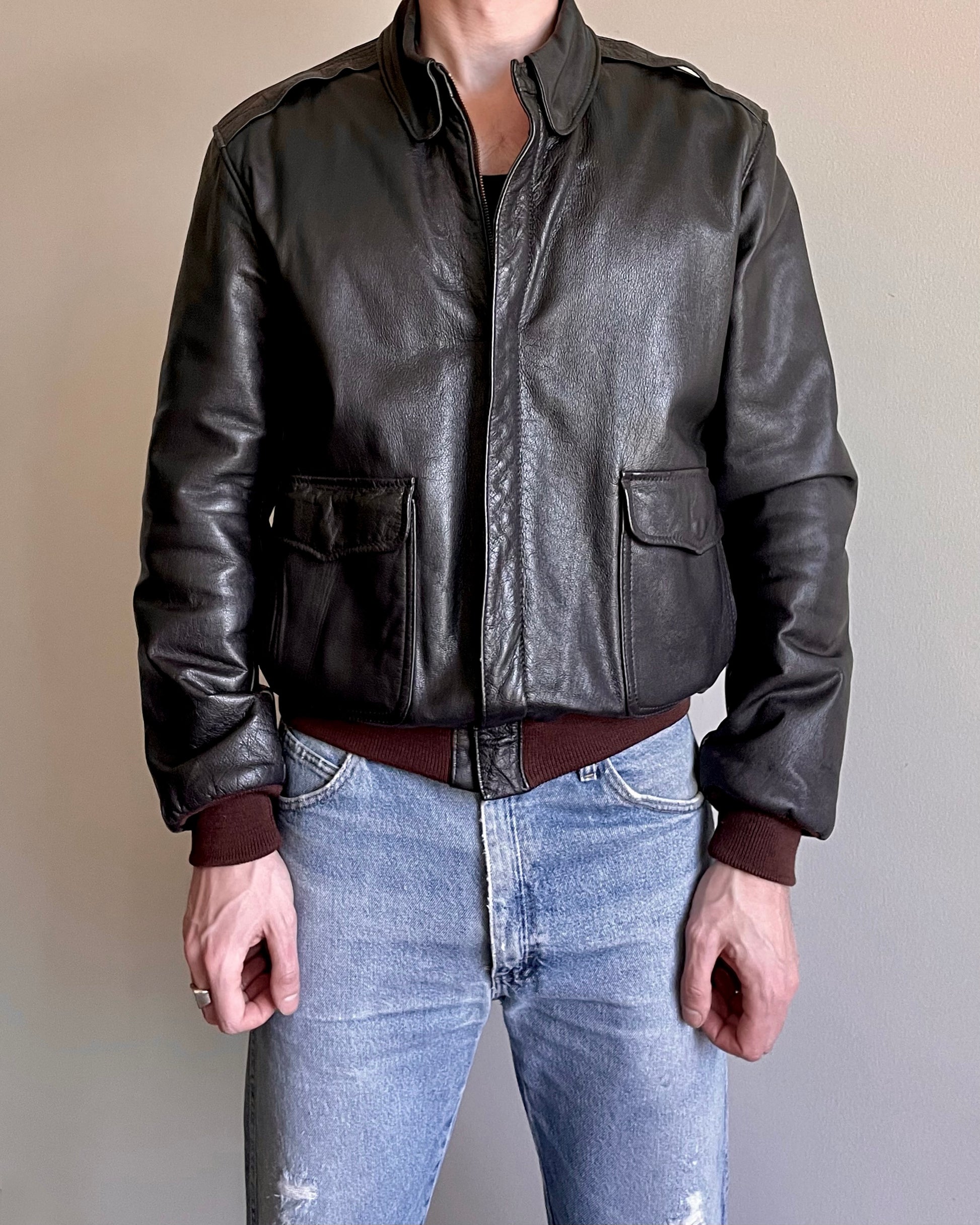 VINTAGE LL BEAN LEATHER JACKET - L