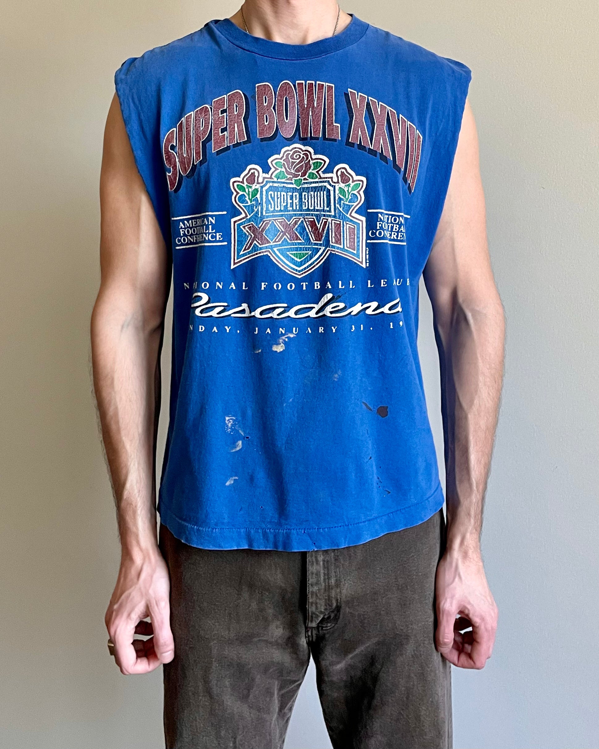 VINTAGE SUPER BOWL XXVII Cutoff Tee - Sz XL
