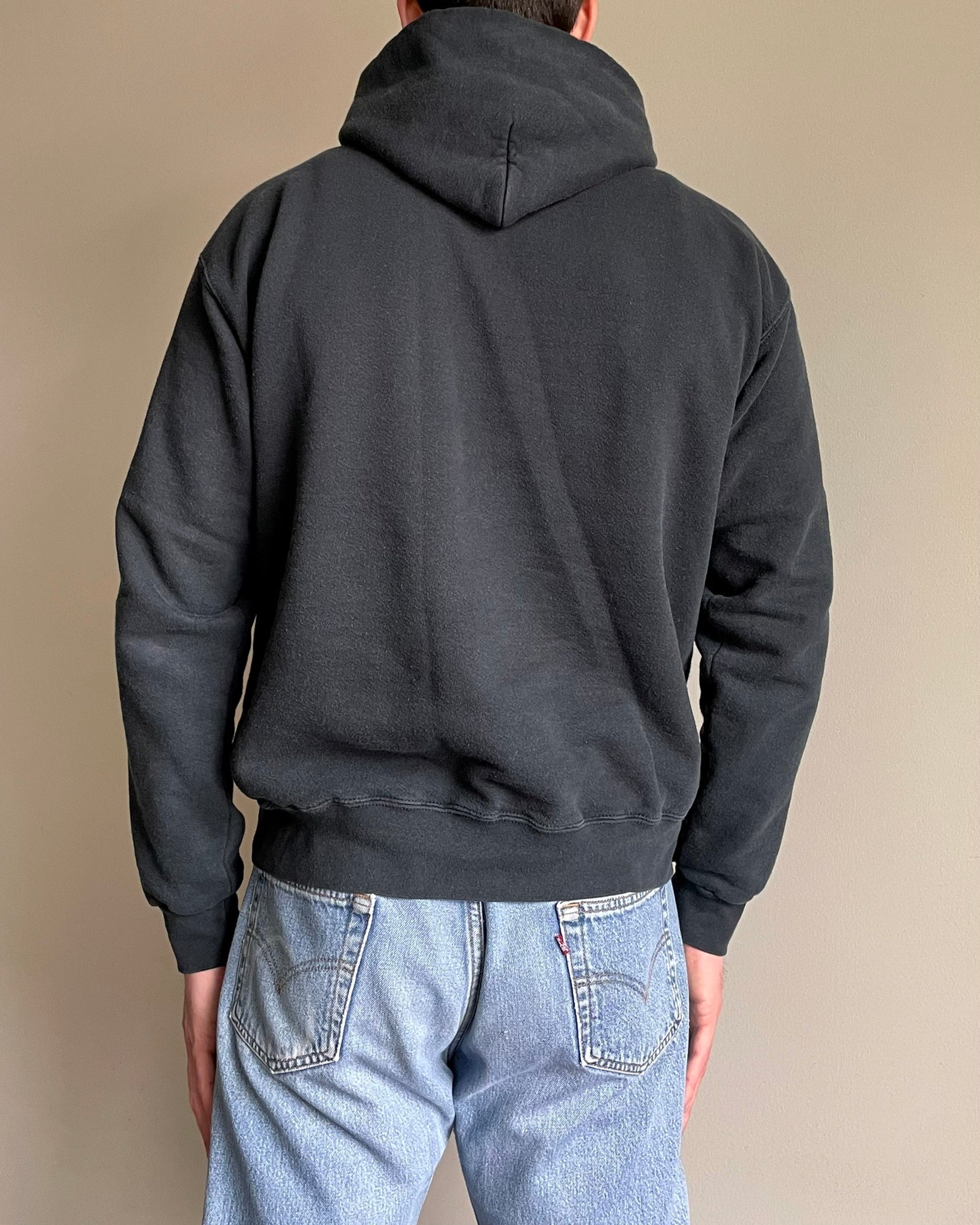 VINTAGE BLACK HOODED SWEATSHIRT - Sz L