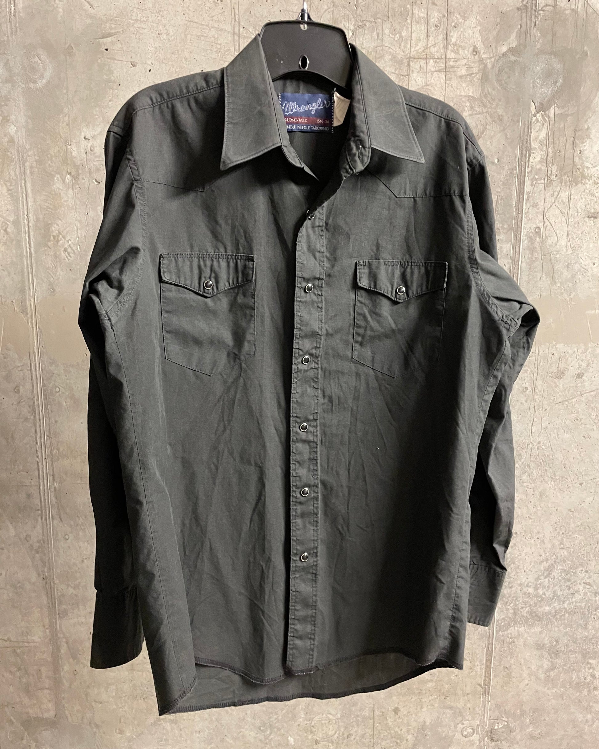 VINTAGE BLACK WRANGLER COWBOY SHIRT - Sz S
